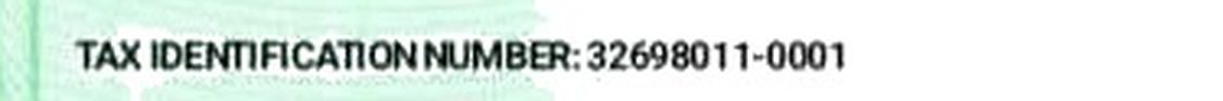 Tax Identification Number 32698011-0001, as printed on the Certificate of Incorporation